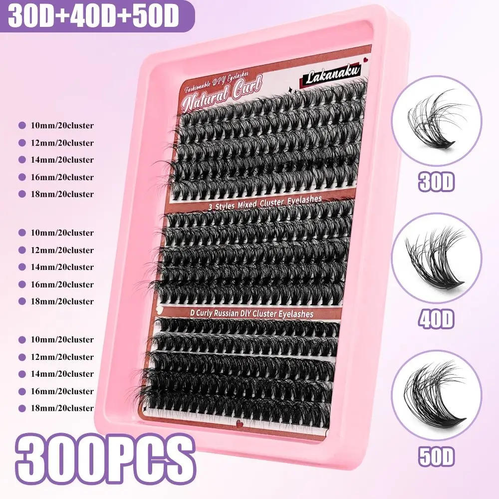 9-16mm Length False Eyelashes 3D Volume Natural Look DIY Lash Extension Kit Wispy Style Fluffy Clusters 3D Faux Mink Lash