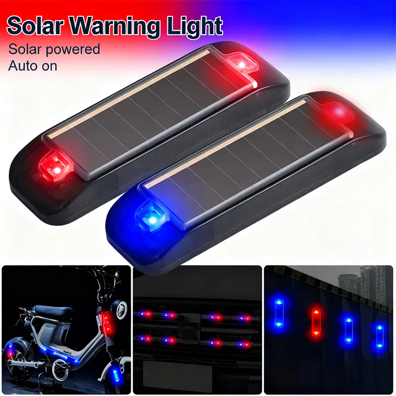 Portable Solar LED Car Rear Warning Light - Collision Prevention Flashing Tail Light for Motorcycle, Electric Vehicle, Bicycle