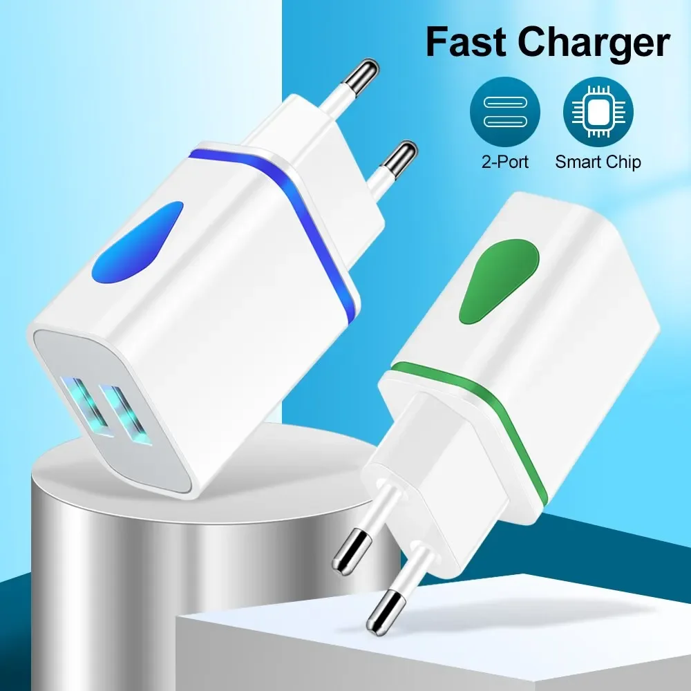 EOENKK Color 2 Port 2A Output Travel Plug Power Adapter Compatible for Phone USB Wall Charger for Xiaomi Samsung Oneplus Phone