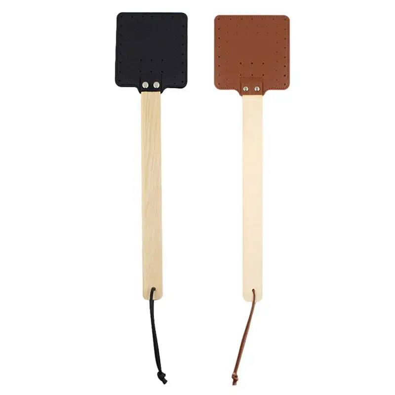 

Leather Fly Swatter Strong Flyswatter Handheld For Flies Hanging Manual Fly Swat Shatter Indoor Outdoor Long Wooden Handle 파리채