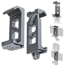 Multi-Function Metal Phone Holder Tripod Mount w Arca Swiss+ColdShoe+Gopro Mount Phone Clamp for iPhone 16/15/14 /13/12/ Samsung