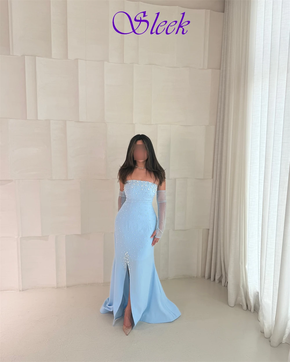 Customized Temperament Jersey Evening Dress Luxury Strapless Prom Dress Graceful Crystal Mermaid Special Occasion Gowns