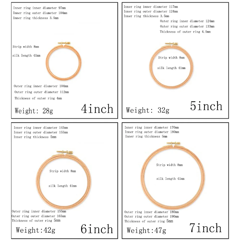 10 teile/los Durchmesser 3-8 Zoll runde Stickrahmen Holz Buche Kreuz stich Rahmen Reifen Handwerk Stick werkzeuge (9 Größen optionen)