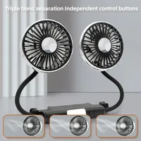 Car Double Head Fan Car Fan Interior Summer Cooling Back Double Fan Seat Auto Fan Universal Fan Head Accessories Angle Head