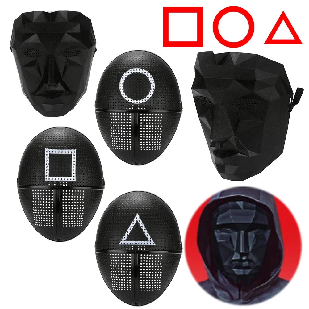 Korean TV Calamari Game Cosplay Mask Props Boss Square Circle Triangle Pattern Full Face Party Masks Role Play Classic Costume