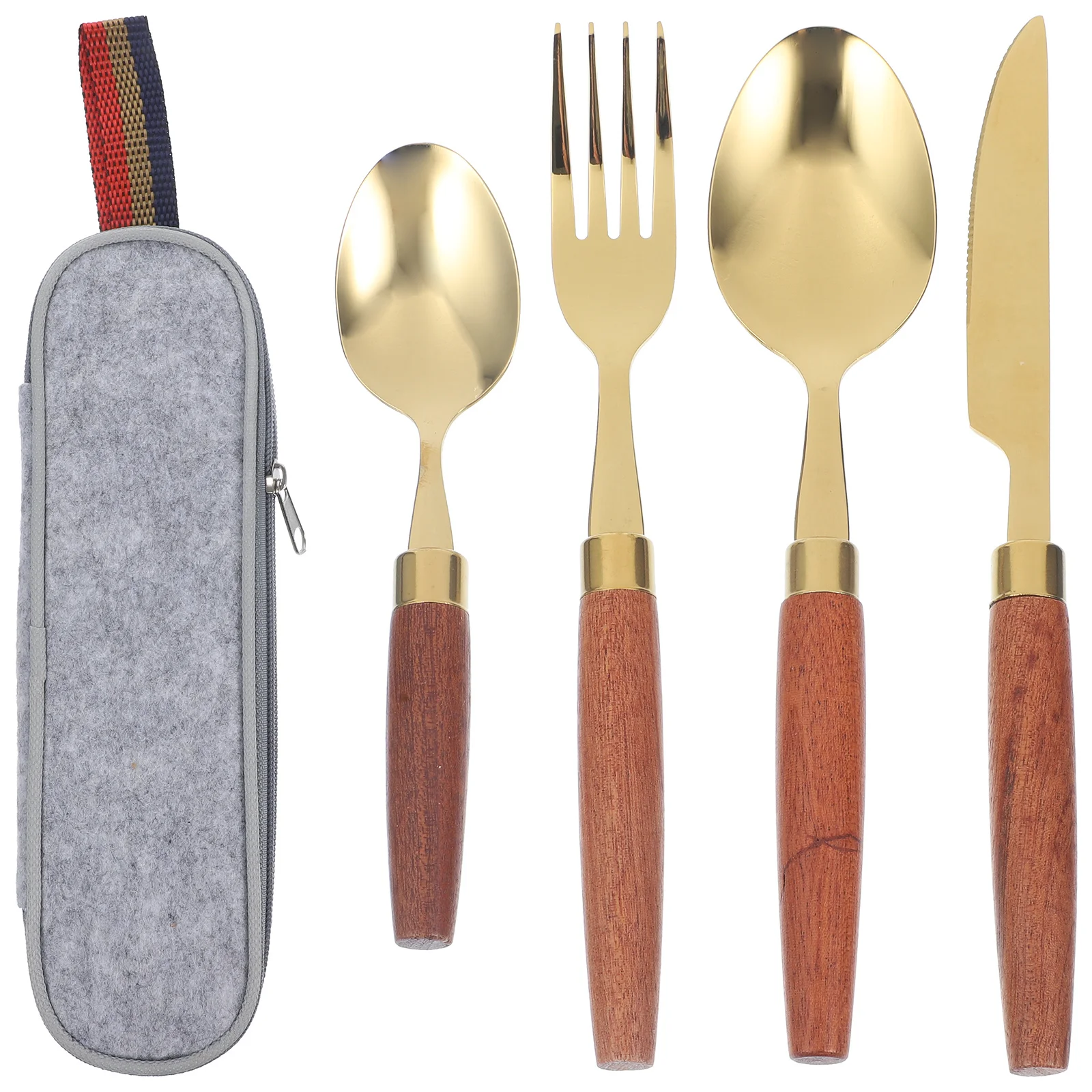 1 مجموعة المحمولة الفولاذ المقاوم للصدأ طقم أطباق في الهواء الطلق نزهة مجموعة أدوات المائدة قابلة لإعادة الاستخدام أواني السفر للتخييم التنزه الغربية الغذاء #4