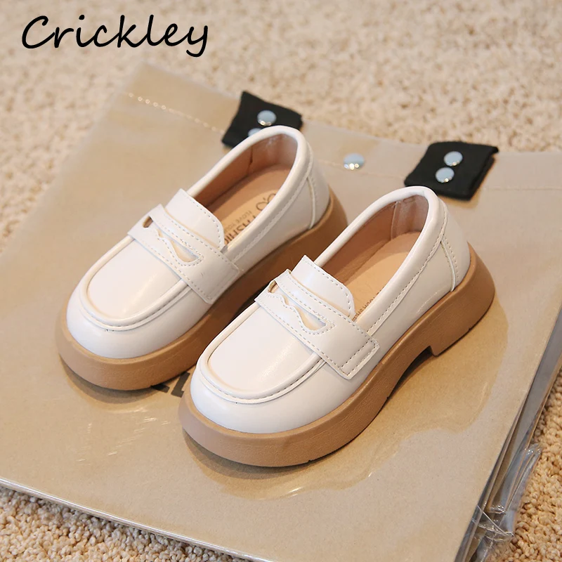 Solid Classic Girls Loafers Spring Autumn PU Leather Slip On Kids Flats Shoes School Party Soft Non Slip Children Single Shoes