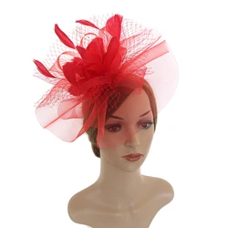 Large Chiffon Flower Fascinator Hat, Bridal Wedding Kentucky Derby Cocktail Tea Party Headwear for Women Ladies