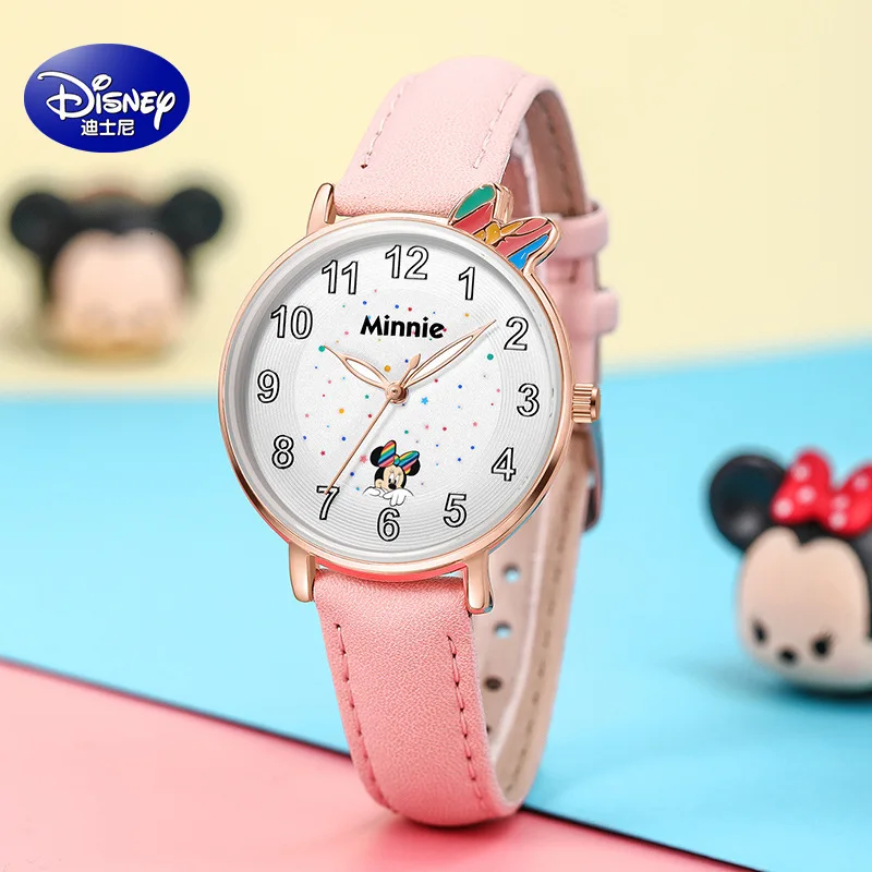 Disney Gift With Box Mickey Minnie Children\'s Student Quartz Watch Waterproof Luminous Clock Men Women Relogio Masculino