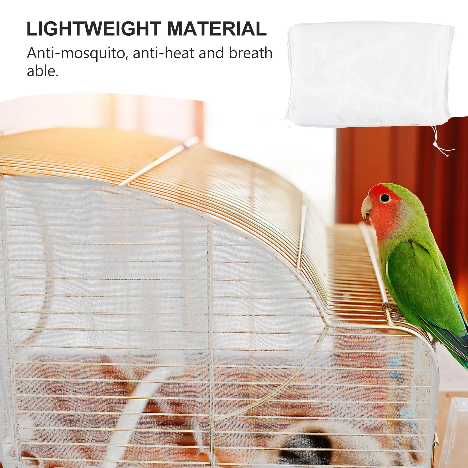 

Bird Net Cover White Color Drawstring Adjustable Birdcage Accessories Protector Mesh Supplies Anti Mosquito Breathable Fabric