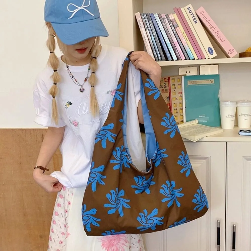 

Casual Cloth Orchid Vest Bag Korean Style Flower Canvas Shoulder Bag Retro Geometric Lazy Style Messenger Bag Women
