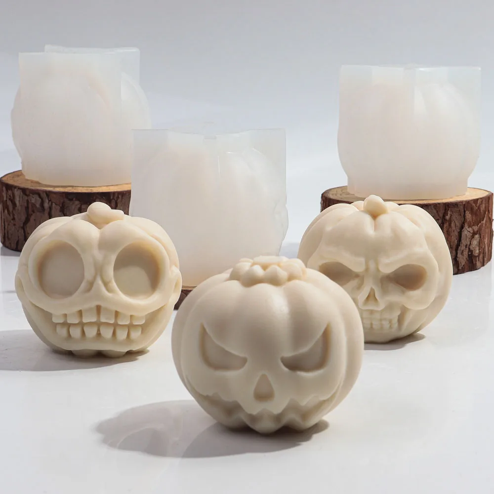 Wicked Pumpkin Skull Candle Silicone Mold DIY Handmade Pumpkin Aromatherapy Candle Plaster Resin Soy Wax Mould Halloween Decor