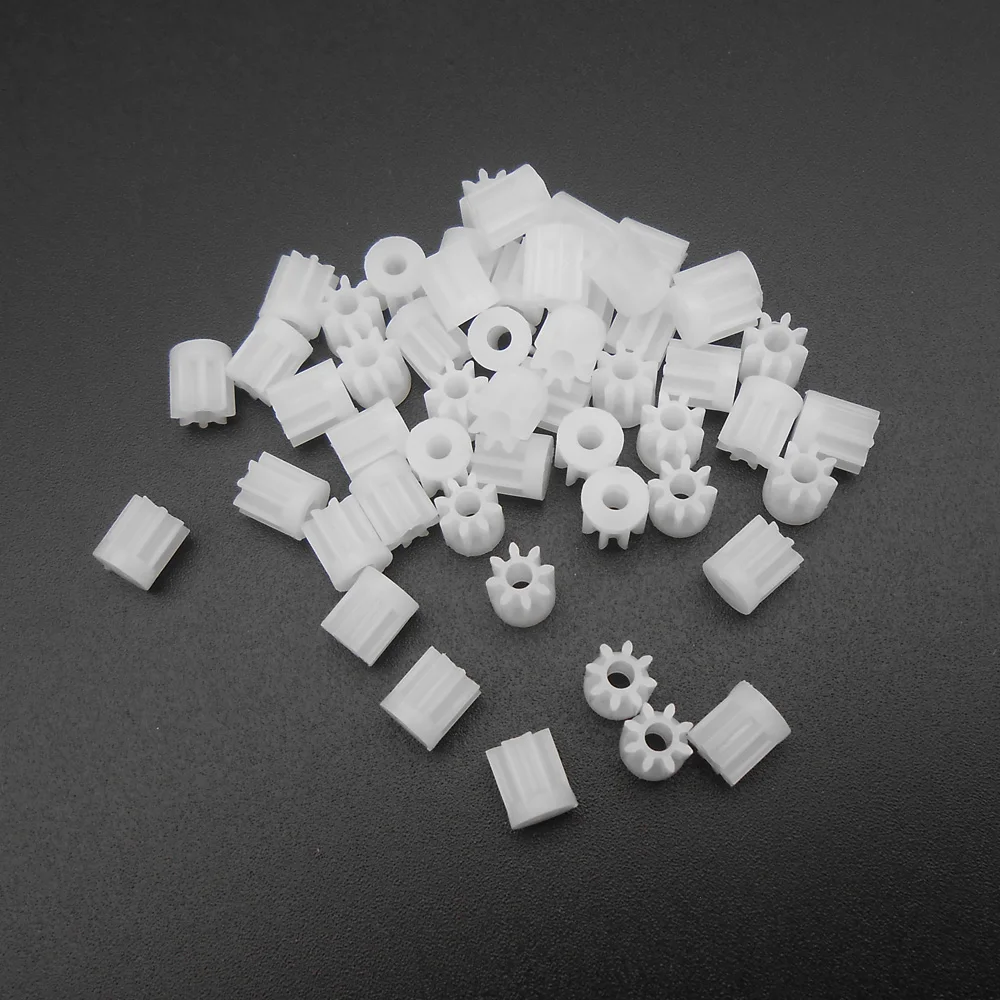 50Pcs 0.5M 0.5 Modulus Spur Gear Pinion Aperture 2mm 1.95mm 8 Teeth With 1.5MM No Teeth Shoulder 2A Tight Fit 8T 2A 5MM X 5.5MM
