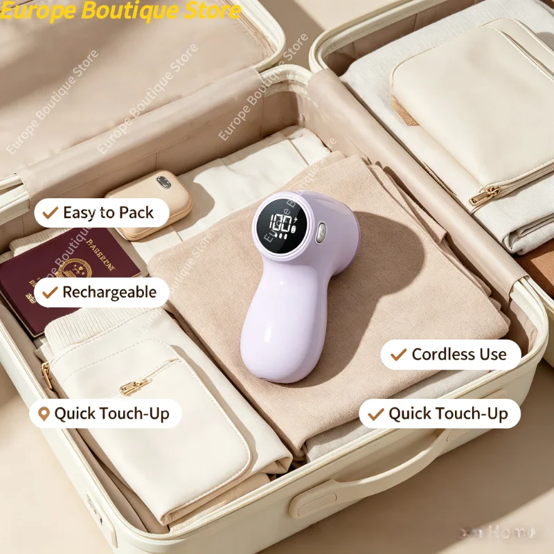 2-in-1 Rechargeable Lightweight Digital Display Lint Remover Household Portable Fabric Shaver