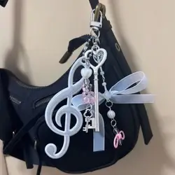 Creative Musical Note Keychain Bowknot Music Symbol Keyring for Women Men Handbag Backpack Pendant Theater Souvenir Gifts