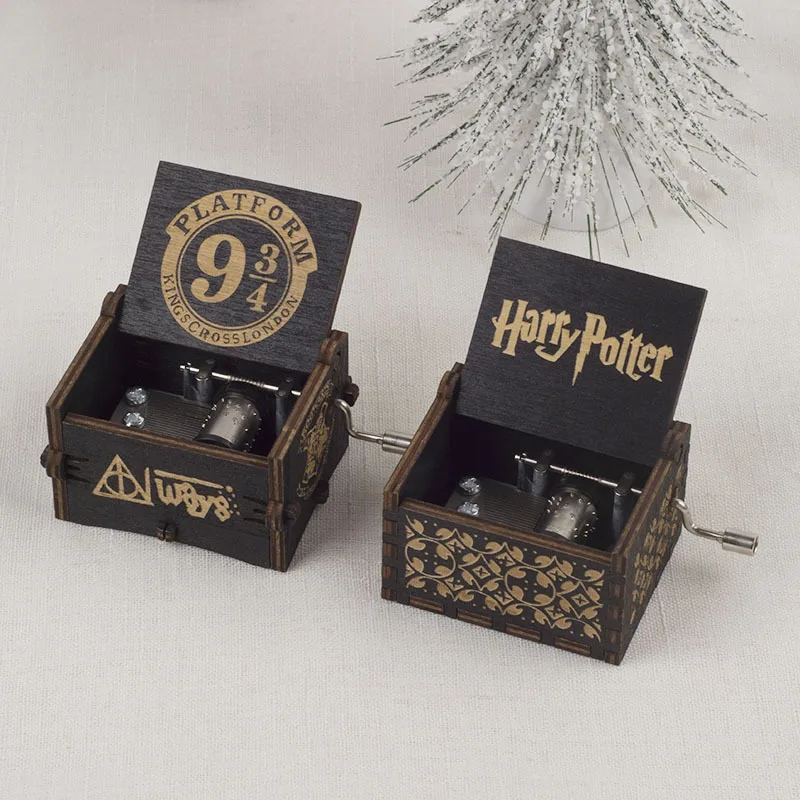 4 Style Harries Music Box Wooden Hand-cranked Retro Potters Music Box Children\'s Birthday Gift Surprise Gift for Couples