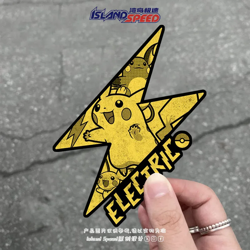 

Vintage Lightning Pikachu Car Stickers Pokémon Personality Creative Body Decoration Motorcycle Stickers