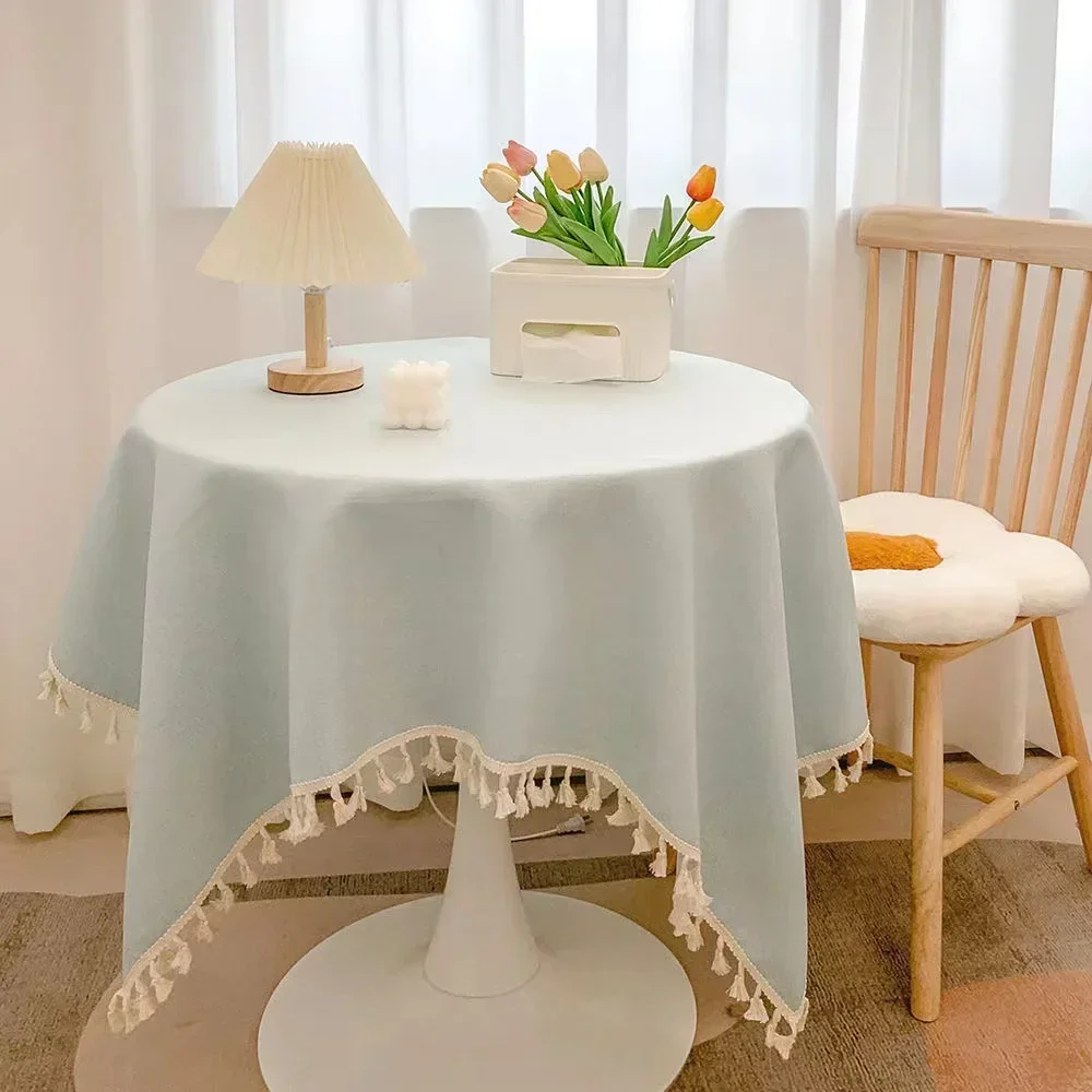 

Table cloth, milk tea colored tassel, book cloth, cotton and linen cloth, light and luxurious atmosphere THDAN463