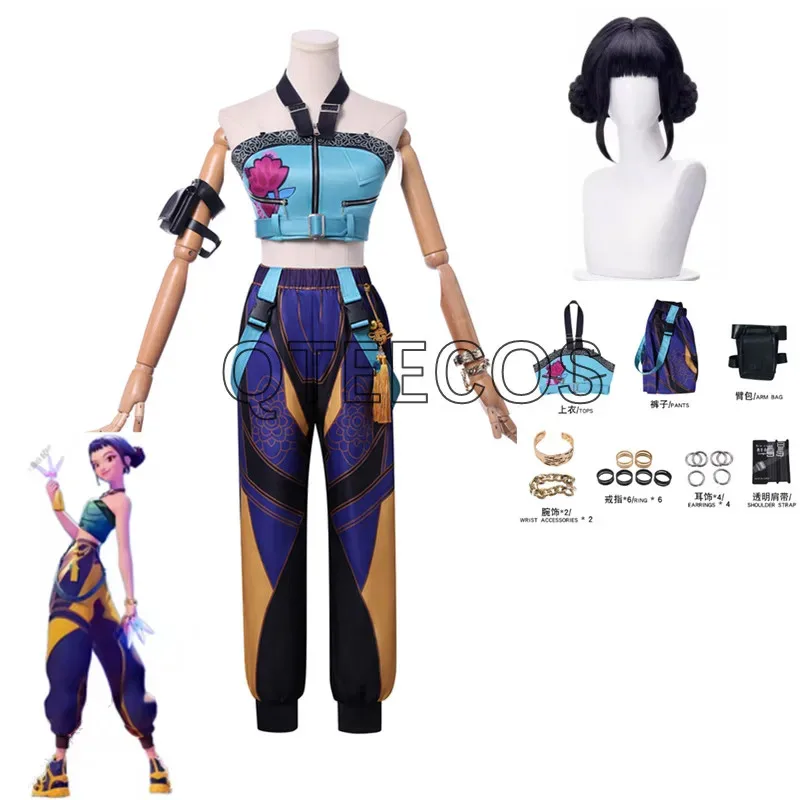 25COSHot KPop شيطان الصيادين تأثيري حلي للنساء زوي الخيال لعب الأدوار ملابس شعر مستعار حلقة هالوين كرنفال حفلة المعبود البدلة