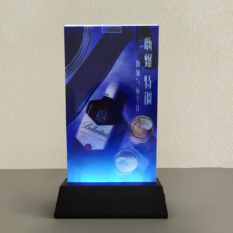 LED Desktop Display Light menu panel Advertising Stand Acrylic Menu Display on Both Sides Easy to Replace Inside Page 115x200mm