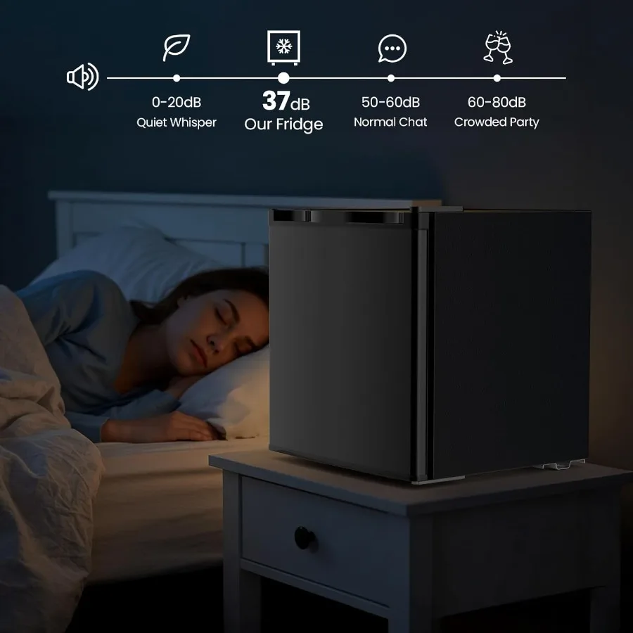 Compact 1.7 cu.ft Upright Mini Fridge with Freezer and Removable Shelves 7-Setting Adjustable Thermostat for Quiet Operation Id