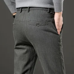 2023 Brand Men's Trousers Autumn Winter New Middle-aged Comfortable Business Casual Pants for Male Straight Elastic Trouser