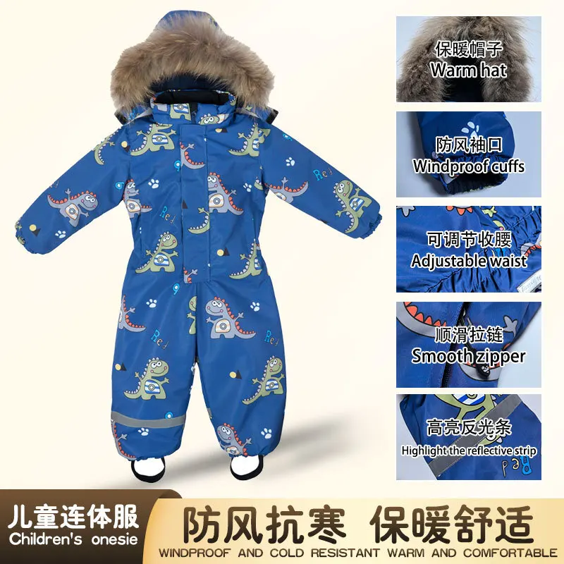 Boys Onesie Winter New Foreign Wind Suit Outdoor Sports Waterproof Wear-resistant Thickened Onesie