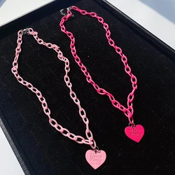 Y2K fluorescent love necklace female Instagram fashion niche design sense hip hop personality hoodie chain network red sweater