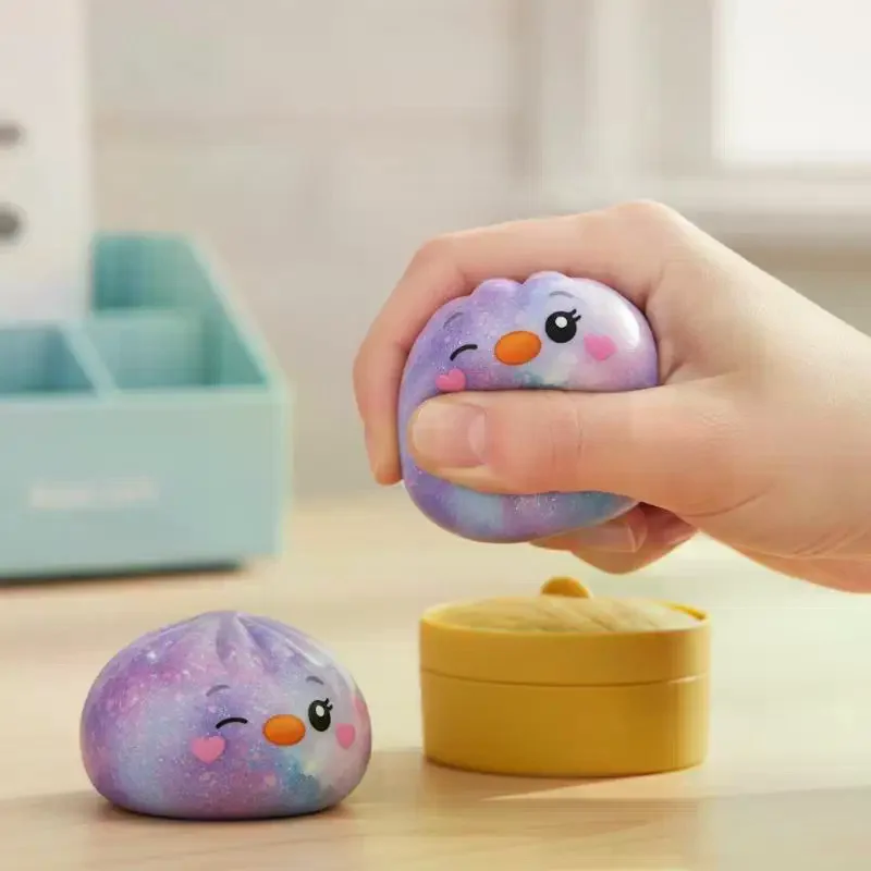 Glitter Slow Rebound Simulated Steamed Bun Toy Soft Stress Relief Sensory Fidget Toy for Kids Home Daily Play