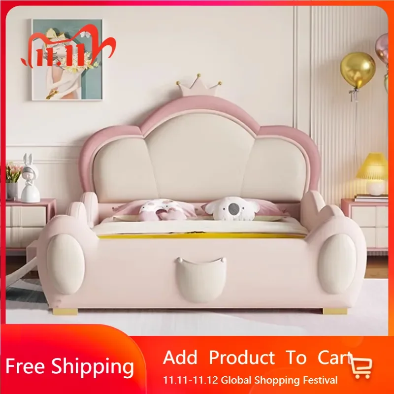 

Italian Soft Girls Double Bed Modern Luxury Leather Loft Children Beds Queen Baby Salon Camas De Dormitorio Unique Furniture