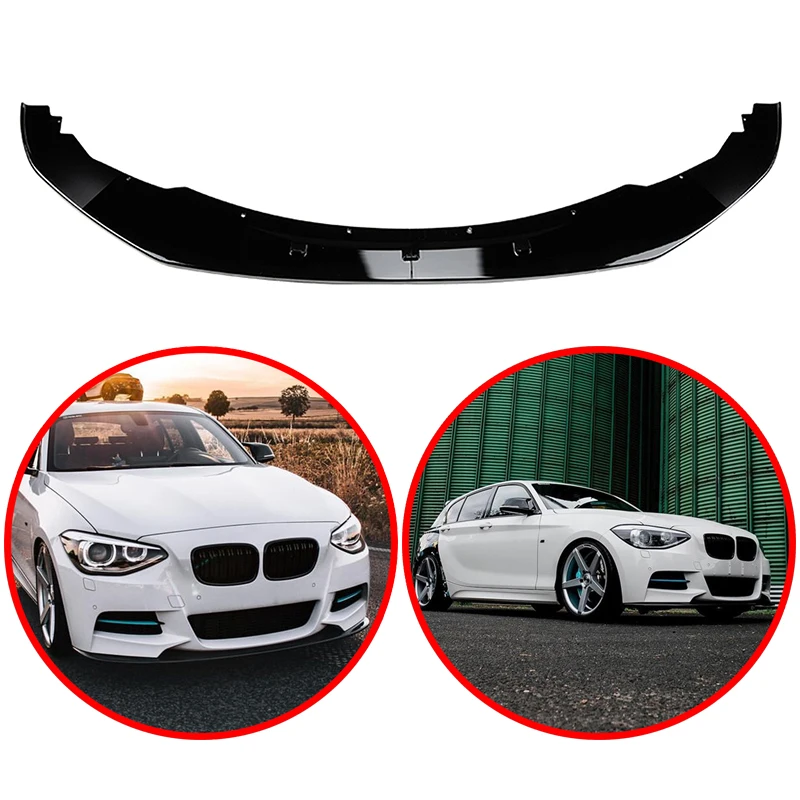 

High Quality Body Kit Front Bumper Lip Glossy Black Or Carbon Fiber Look Spoiler For BMW 1 Series F20 F21 M Sport 2012 2013 2014