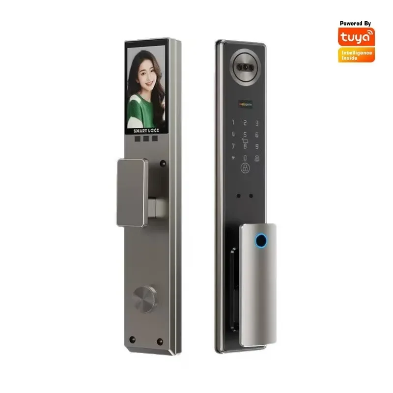 Smart Lock Tuya Facial Recognition Fingerprint Password Door Lock Automatic Monitoring Home Smart Remote Intercom Anti