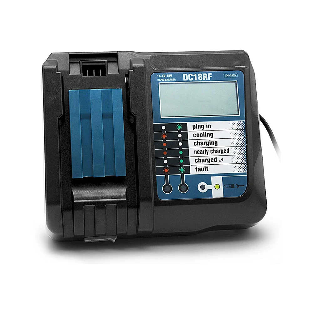 Imagem -03 - Carregador de Bateria para Li-ion Makita 18v 14.4v Bl1830 Bl1430 Dc18rc Dc18ra Ferramenta Elétrica Corrente de Carregamento Eua uk ue au Plug Dc18rf 3a