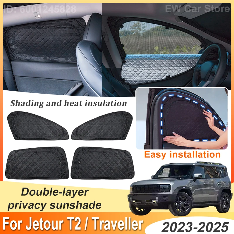 

Sun Shade For Jetour T2 Traveller ICH X K3 Accessorie 2023~2025 Car Double Layer Mesh Sunshade Sunscreen Window Windshield Visor