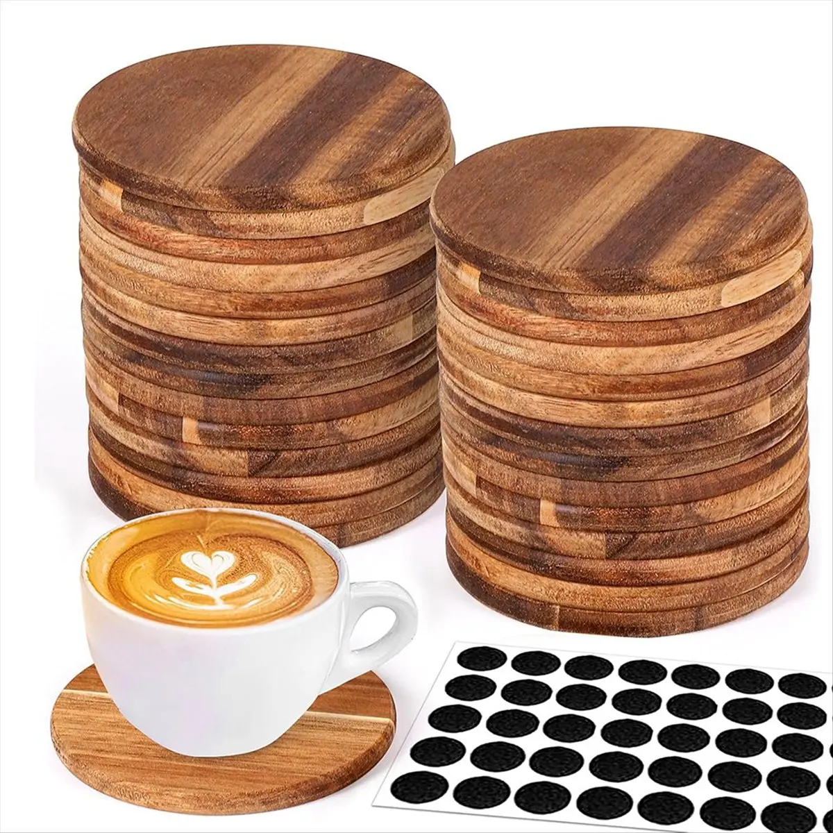 Best of 2026 26 Pieces Unfinished Wood Coasters, 4 Inch Round -Wooden Coasters for Crafts with Non-Slip Silicon Dots