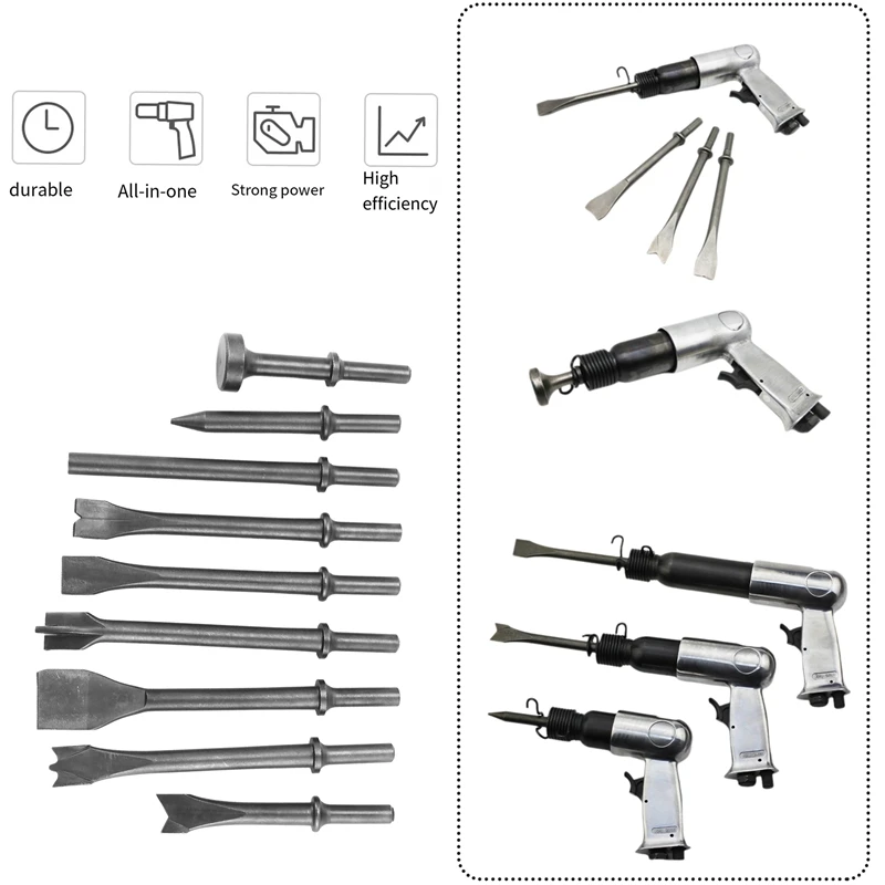 Pneumatic Chisel Air Hammer Sander Bit Set 9 Piece Set