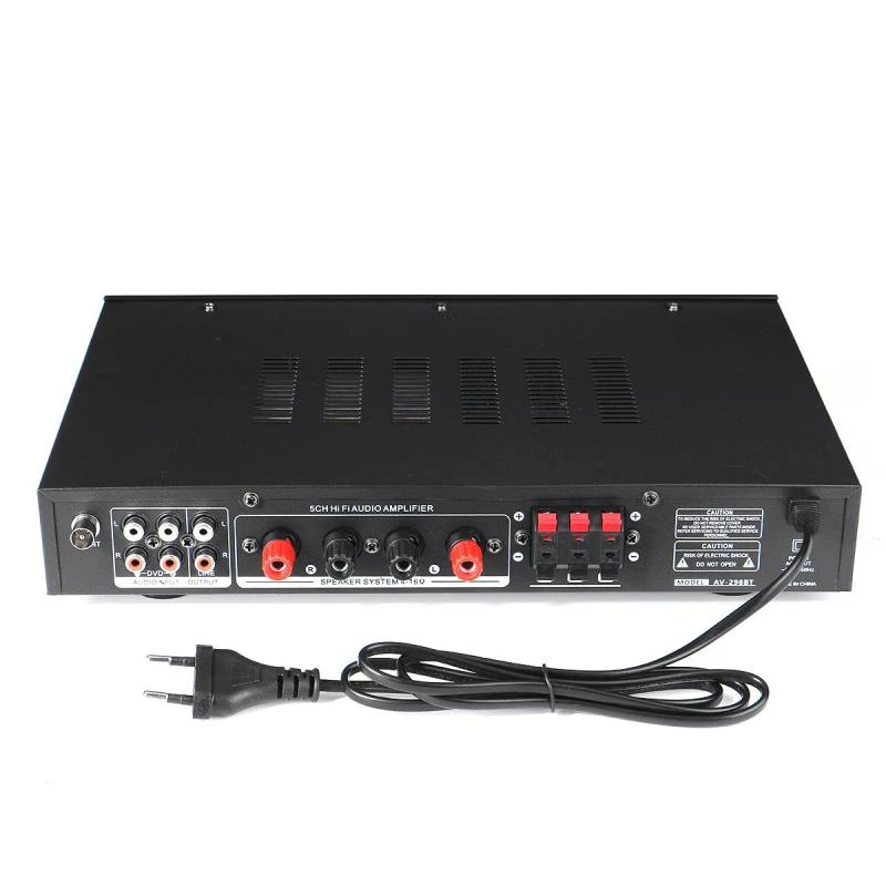 2200W bluetooth 5 Channel Power Amplifier HiFi Stereo Speaker Amp Support FM Radio 2 Mic USB SD Card Input