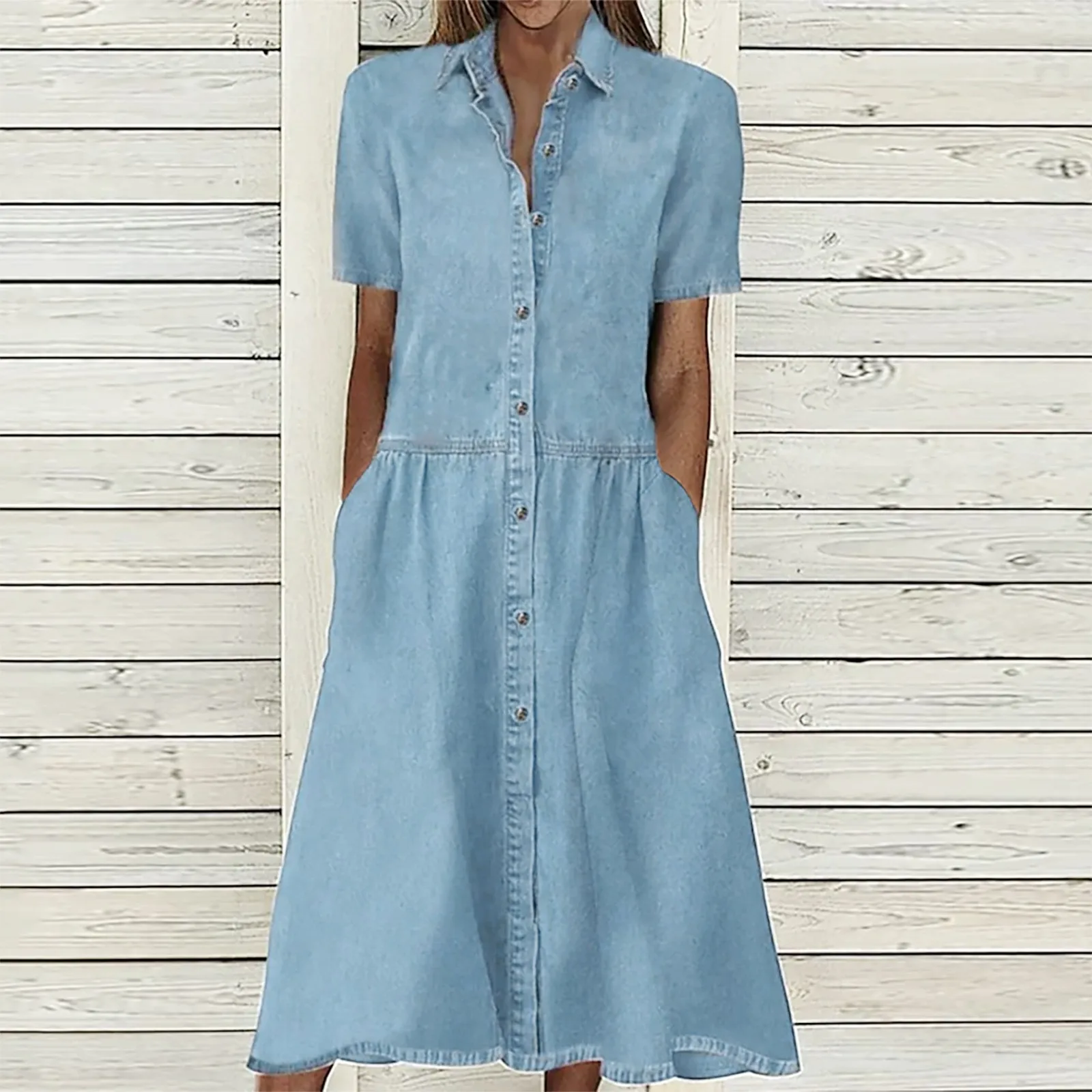 Women's Dresses 2023 Summer Sleeveless V-Neck Casual Temperament Denim Dress Wedding Guest