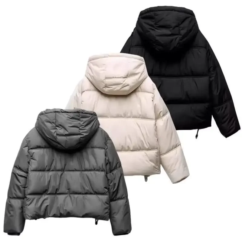 가을 겨울 새로운 여성 캐주얼 따뜻한 코튼 자켓 짧은 후드 코트 여성 패션 긴 소매 의류