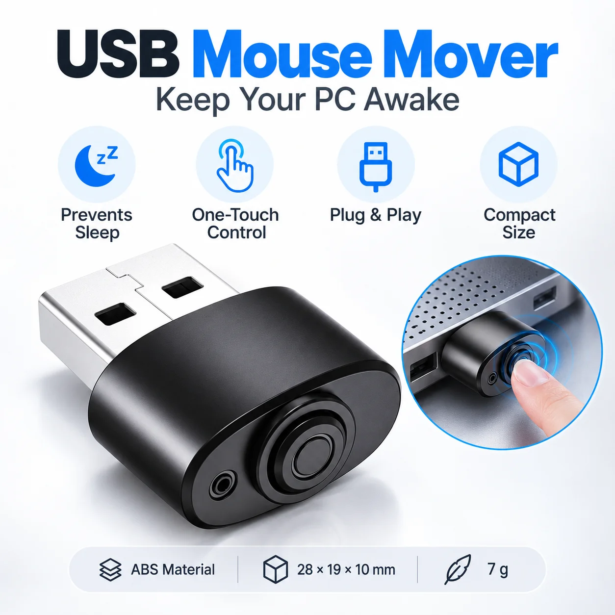 USB Mouse Jiggler Undetectable Mouse Mover with Separate Mode and ON/OFF Buttons Supports Multi-track Simulate Mouse Movement