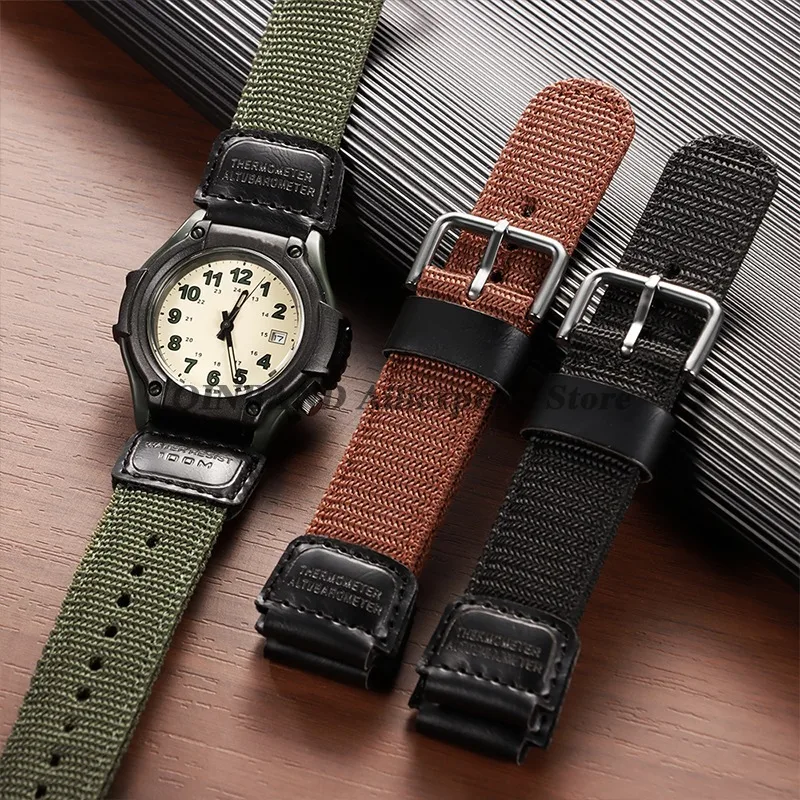 for Casio FT-500WC-3B/5B 19mm Nylon Leather Watch Band  Women Men Canvas Sports Straps Black Green Brown Belt Military Bracelets