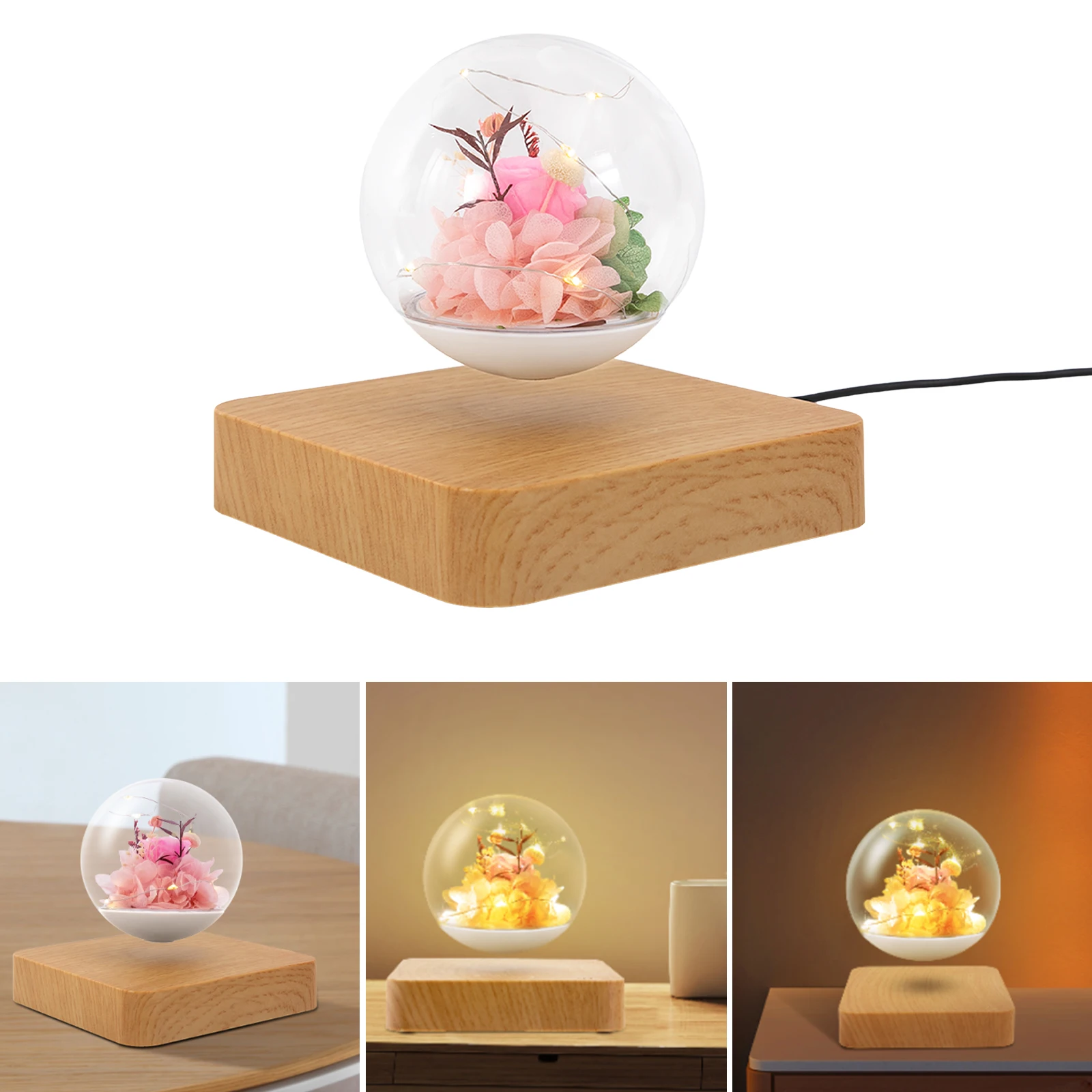 

Плавающая цветочная лампа 2700k, плавающие цветы со светодиодной подсветкой, цветочный светильник с магнитной левитацией