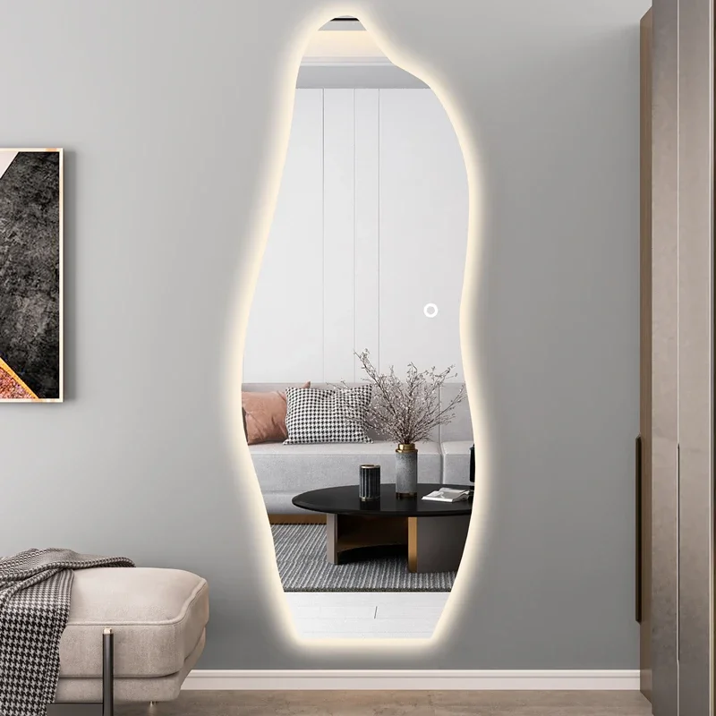 Modern Lamp Luxury Mirror Living Room Aesthetic Creative Irregular Standing Mirror Full Length