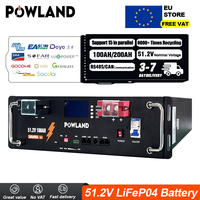 POWLAND LiFePO4 Battery Bank 48V 100AH Battery 51.2V 5KWH 6000+ Cycle Times Lithium Battery Pack With LCD Display With RS485/CAN