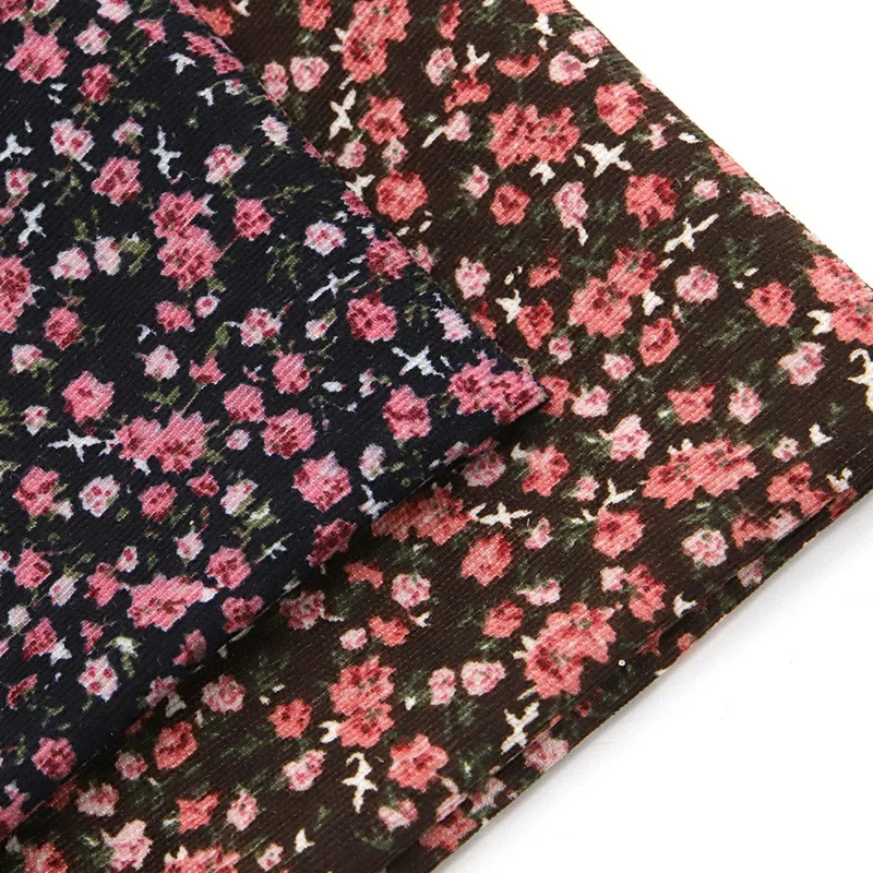 Corduroy Fabric Polyester Fashion Corduroy Strip Small Floral Women's Children's Clothing Dress DIY Handmade Sewing Quilting