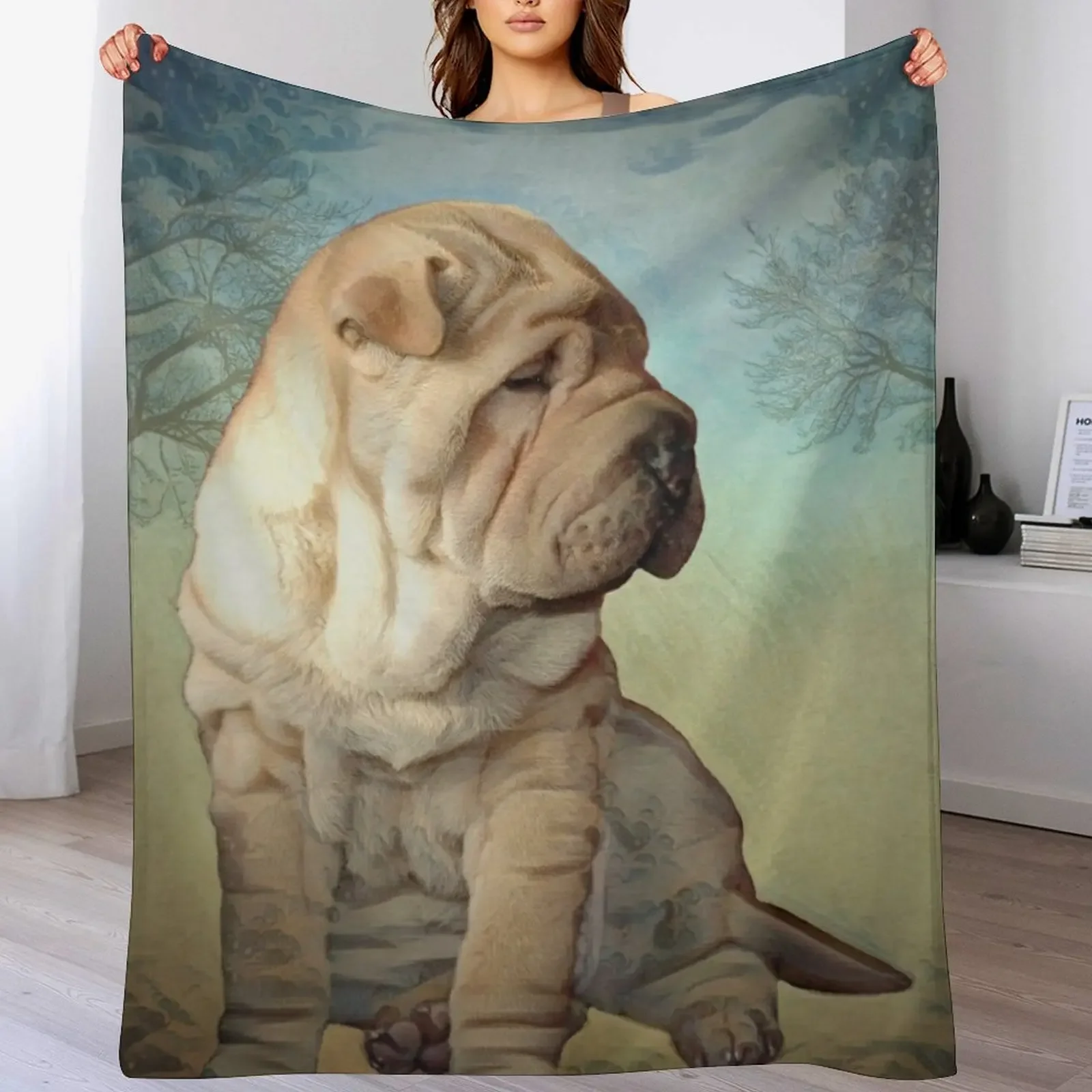 

Shar Pei Puppy Throw Blanket Personalized Gift Quilt Giant Sofa Blankets For Baby Blankets
