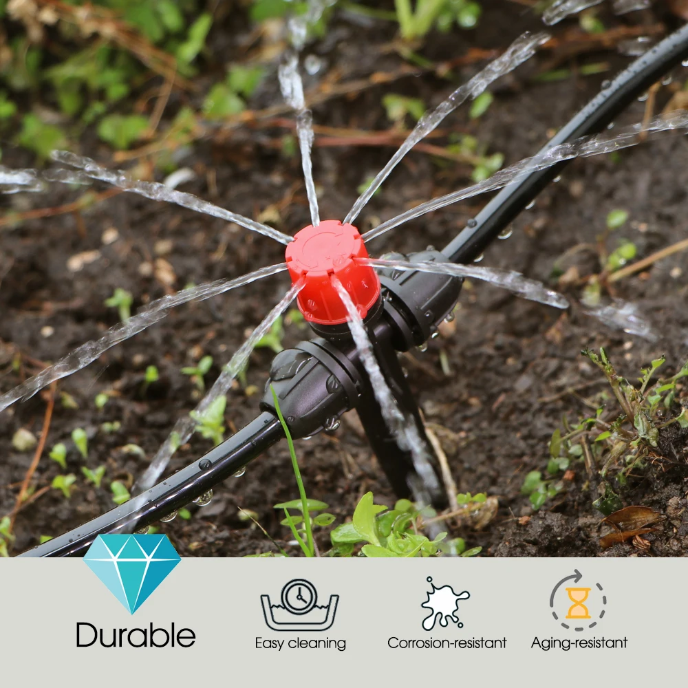 حديقة 8 حفرة قابل للتعديل المنقط الرش 0-80L/H 133 مللي متر دعم سقي فوهة قفل مزدوج ل 1/4 "خرطوم وعاء الري النباتات