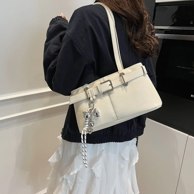 

Women's Bag Simple Solid-color Underarm Bag Belt Buckle Retro Single-shoulder Bag Stylish Handbag Funny Fashion For Kawaii Girls