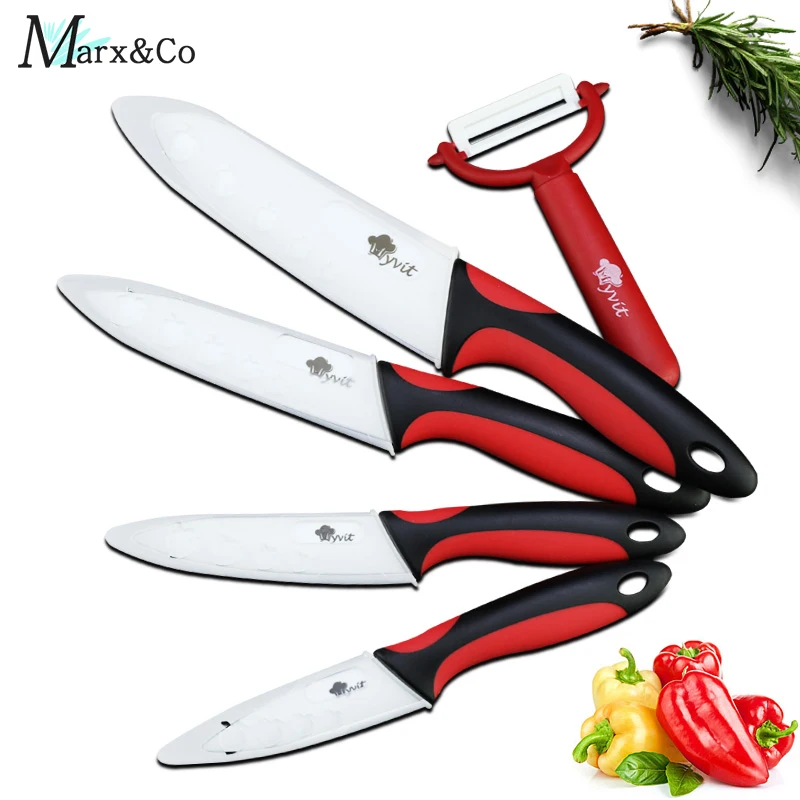 Ceramic Knives Set 3 4 5 6 inch Paring Utility Slicing Chef Knife White Zirconia Blade with Peeler Vegetable Fruit Kitchen Knife