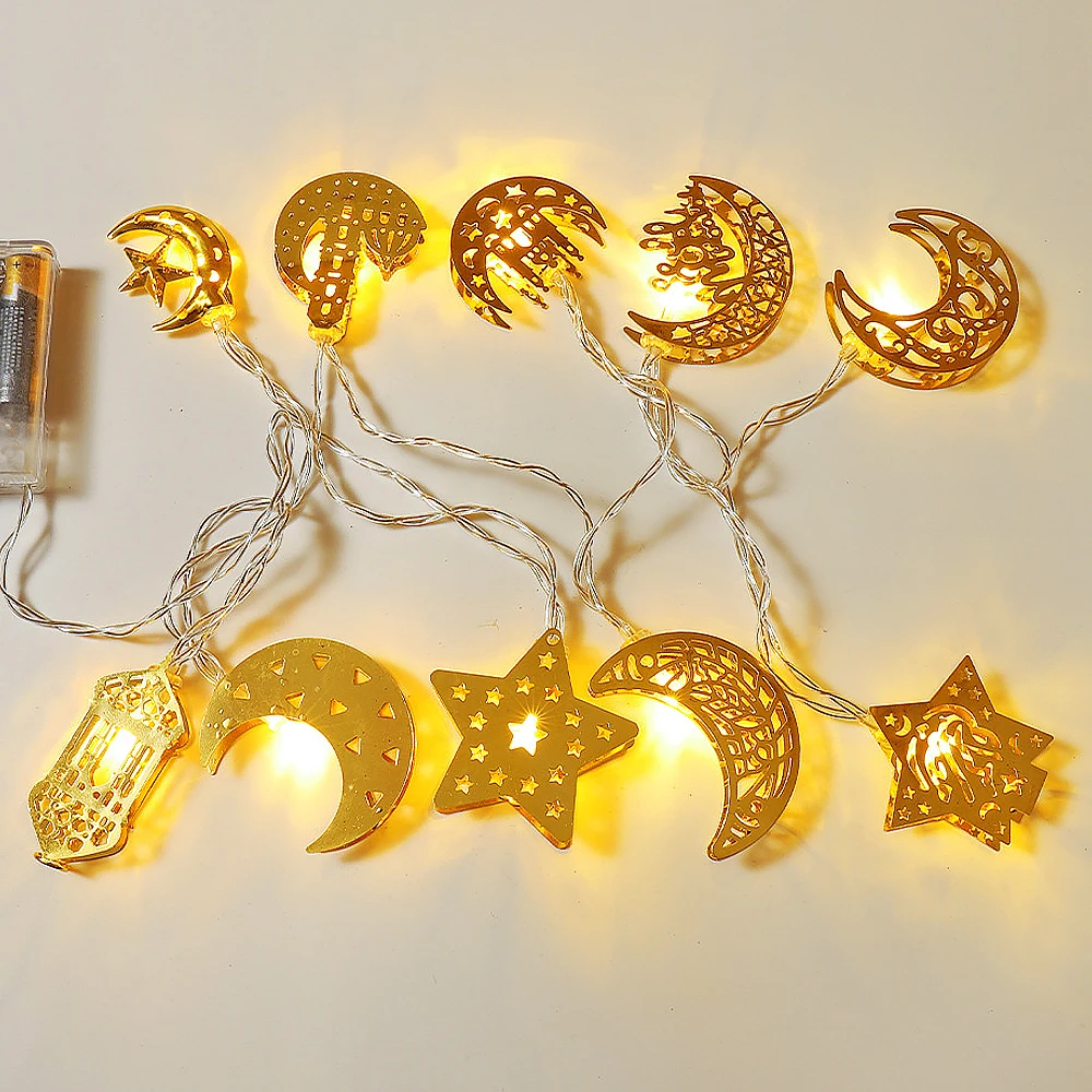 Eid Mubarak Moon Star Led String Lights Ramadan Fairy Light Decorations for Home Holiday Decorative Islam Muslim Event Party